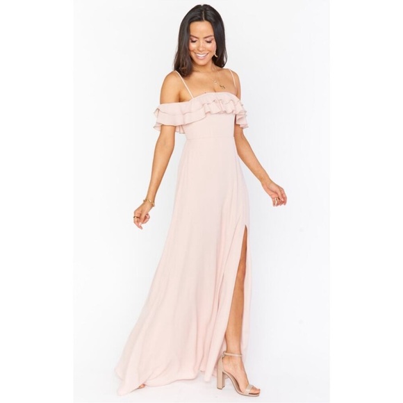 Show Me Your Mumu Emma Ruffle Maxi in Dusty Blush Crisp XXS - Picture 2 of 7